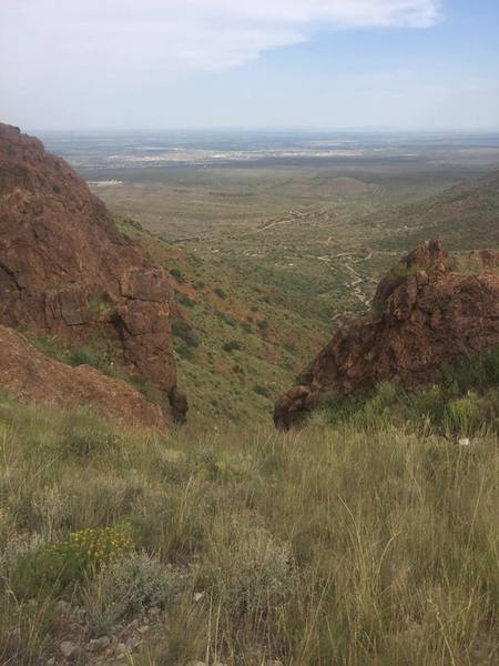 Reaching the top of the climb above the Aztec Caves.