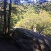 A look below from the top of the large boulders along Pennypack Creek
