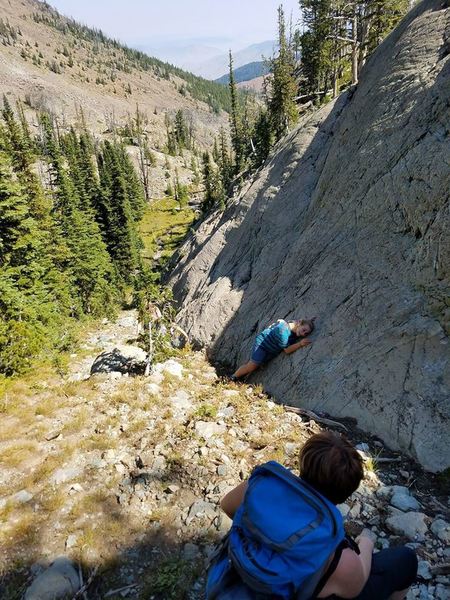 Last big push after the waterfall. Rock is cool and refreshing.