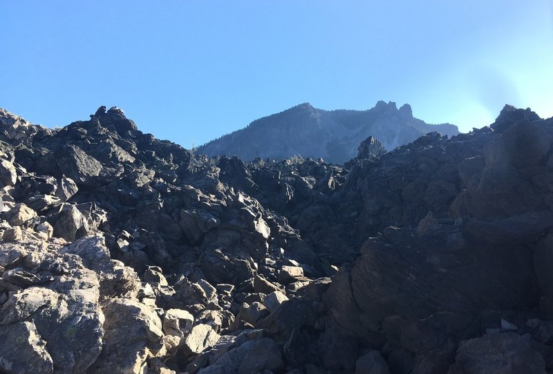 Obsidian, with peak in background.