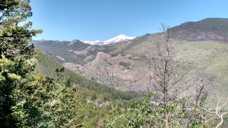 View of Wind River Peak heading down from the top.