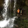 Standing behind Grotto Falls with my son.