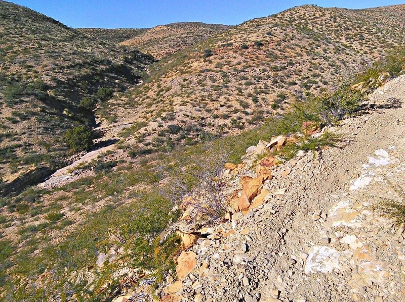 Looking up the main drainage that the SST Trail follows.