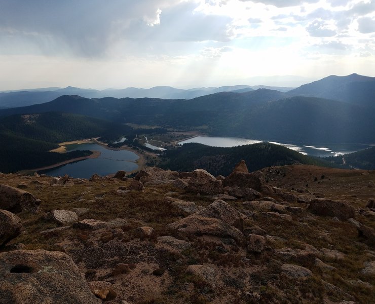 View of Mason and McReynolds Reservoirs from atop Amalgre Mountain.