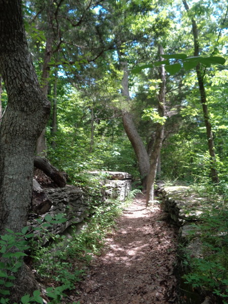 The trail comes down this right hand ledge if taken CCW.