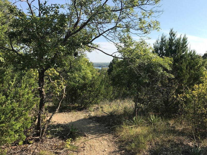 View of Weatherford Lake from 1886 Trail at Quanah Hill.