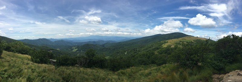 View atop Jane Bald with Round Bald and Roan High Knob off to the right.