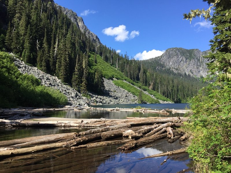 Logjam at West end of Eaton Lake