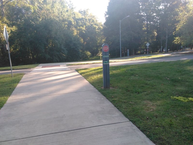 North/South Greenway crossing Woodcroft Parkway.