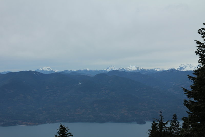 Harrison Lake, Robie Reid, Judge Howay and Golden Ears from Slollicum Peak