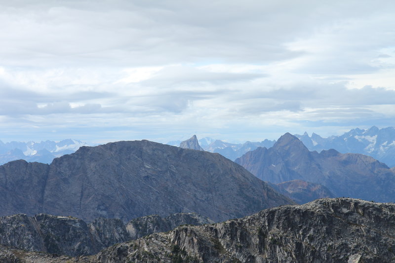 View of Hozomeen Mountain from Frosty Mountain summit cairn