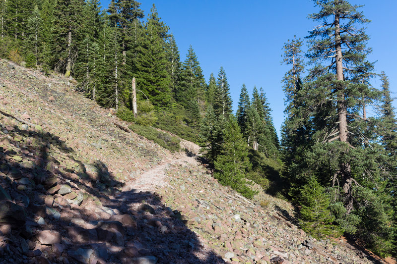 Most of the trail up Black Butte is rough and rocky.