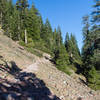Most of the trail up Black Butte is rough and rocky.