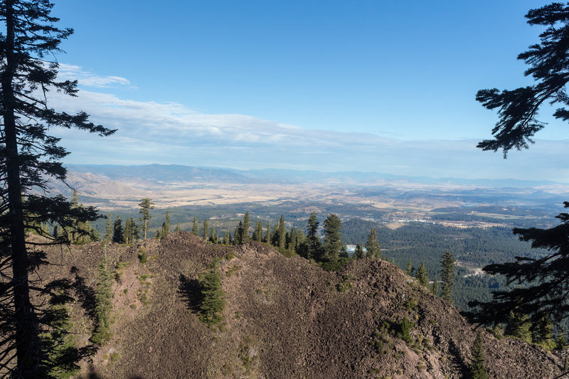 Shasta Valley in front of a smaller black butte.