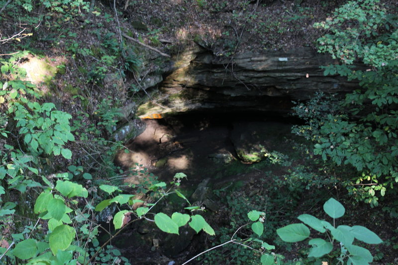 Sand Cave at the end of Sand Cave Trail. Unfortunately the cave had orange spray paint on the entry. No Entry into the cave is permitted.