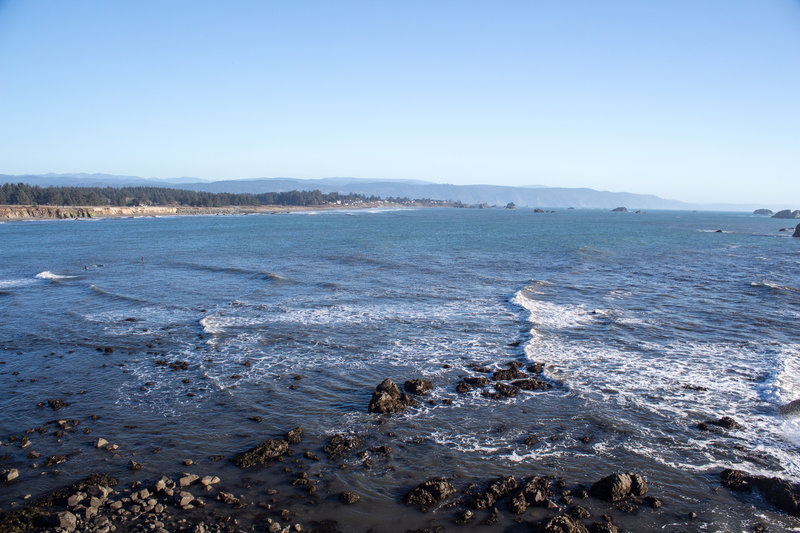 Looking down the bluffs at Point St. George.