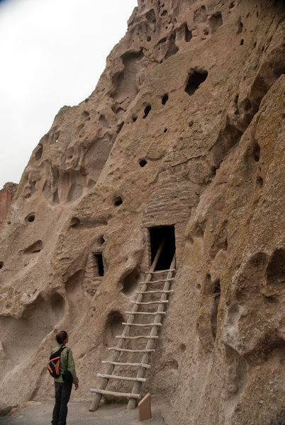 Waiting for a chance to enter a cliff dwelling