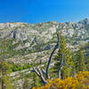 Kendrick Canyon Overlook: about 0.5 miles from Laurel Lake. Kendrick Lakes are on the ledge between the tree branches in the right center. Nance Peak is on the right