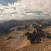 Excellent views of Princeton, Yale, and Bear Lake from Harvard's summit. Much of the trail is visible in the lower left