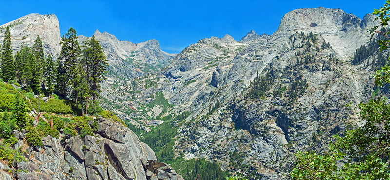 Looking up the Hamilton Creek Canyon with Angles Wings on the left and Mt. Stewart in the center.