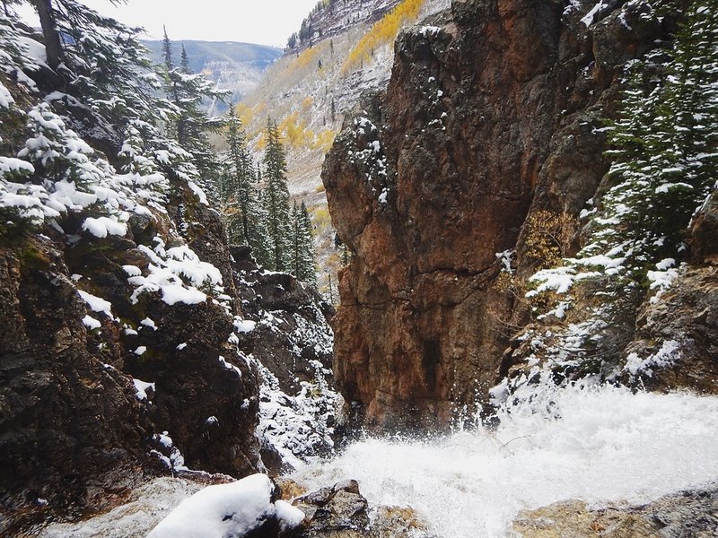 On top of the waterfall.