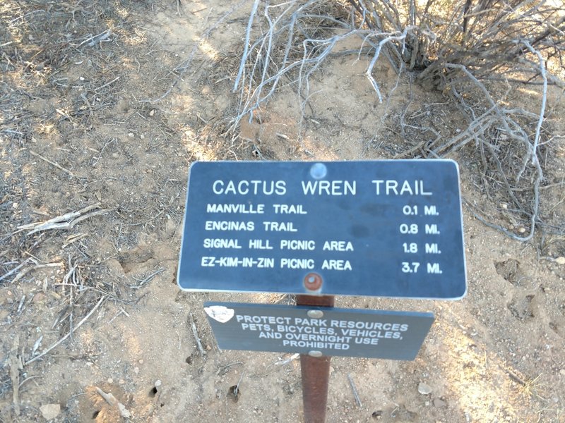 Cactus Wren Trailhead sign off of Rudasill Rd.