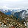 View down from near the pass, fall colors.