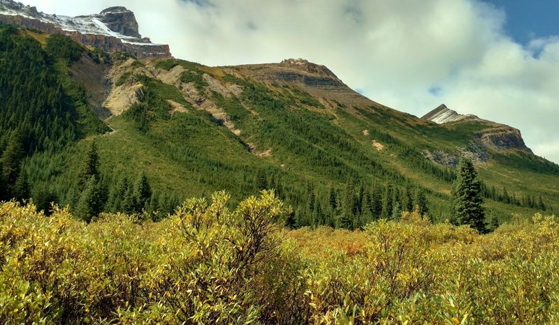 Mumm Peak on the left, and other "hills" just west of the Moose River Route, near the Alberta/B.C. border.