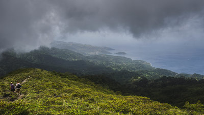 Going down from the crater.