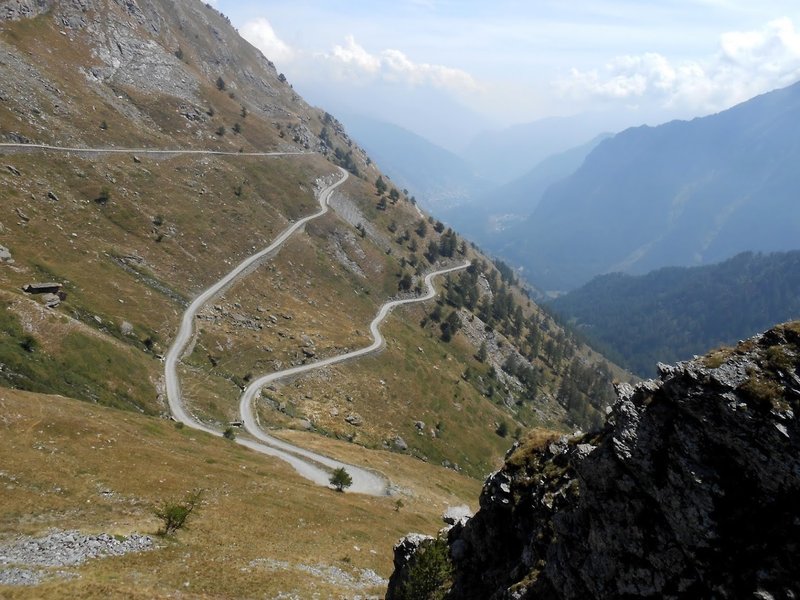 Looking down on a couple of switchbacks.