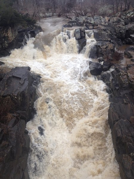 Slightly-high-water creates intense rapids under the second bridge