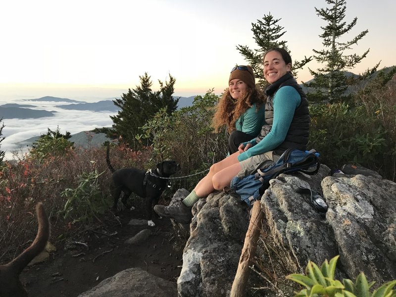 Sitting on a prominent overlook along Woody Ridge Trail after a pre-dawn hike to catch the sunrise.  Warmer morning temps. gave way to chilly howling winds up top. 10/15/17