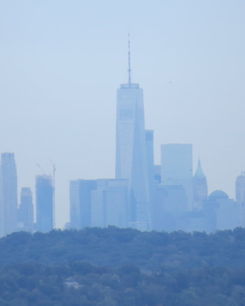 Climbing Carris Hill is strenuous, but if you stop along the route you can zoom in from 30 miles to see Manhattan's Freedom Tower.