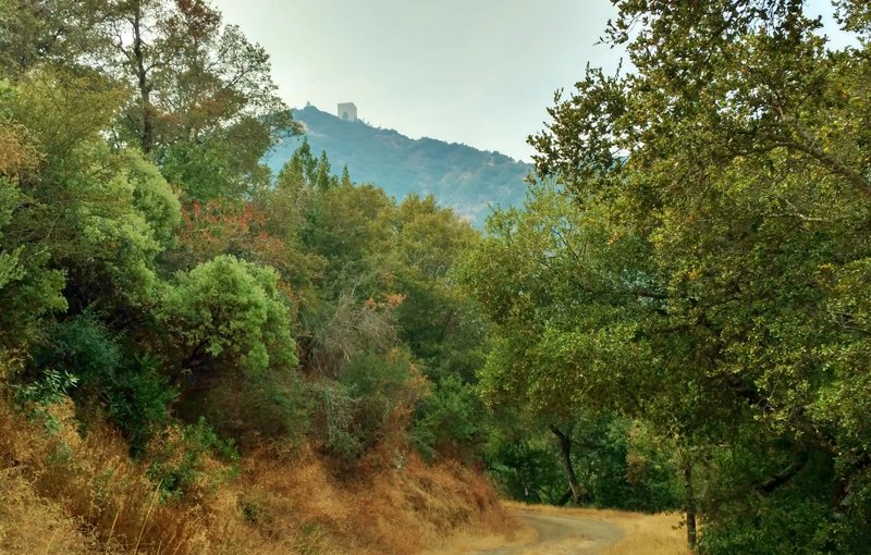 Mt. Umunhum summit, from high on Barlow Road Trail.