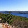 Early in the fall foliage season, here is Greenwood Lake as it straddles the NY/NJ state border.