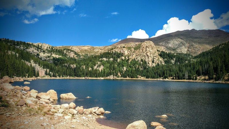 Looking across Boehmer Reservoir from the end of the trail