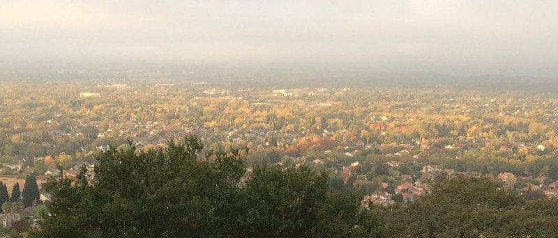 View of Windsor from the top of Alta Vista. A bit smokey from the catastrophic fires last week.