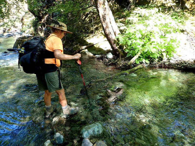 Crossing Mule Creek at low water.