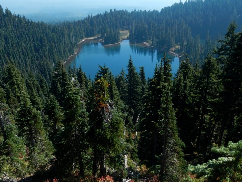 Wapiki Lake from the Lemei Trail on a smokey day