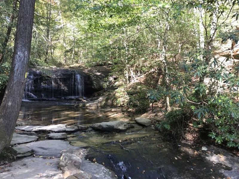 Upper section of the lower Wildcat Falls with rocks to hop across for the trail.