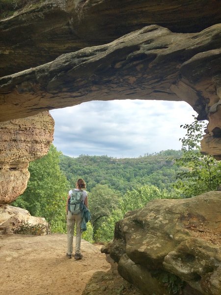 View under double arch towards Auxier Ridge