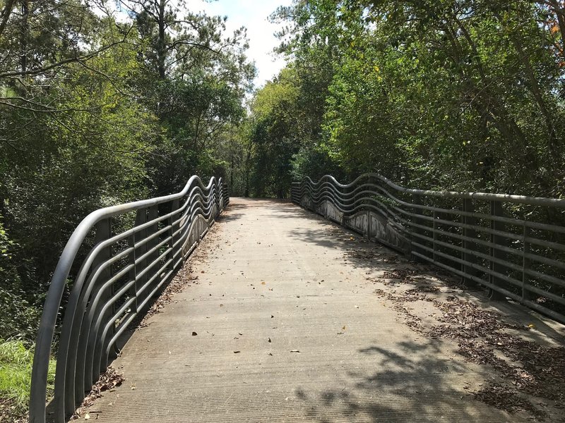 The bridge over a tributary to Hunting Bayou is rather over-engineered compared to the rest of the trail system