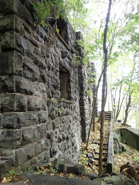 Foundation remains of “Cliff Dale,” the c. 1911 summer estate of George Zabriskie, on "Millionaire's Row".