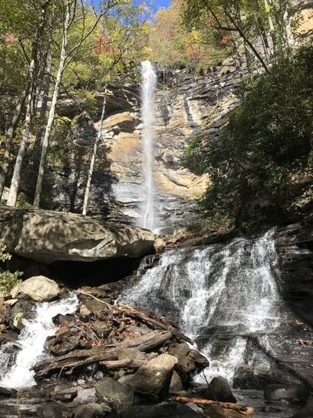 Reward after a climb up Rainbow Falls Trail to find Rainbow Falls, view from the lower level.