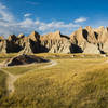 Grassy path leading into Badlands