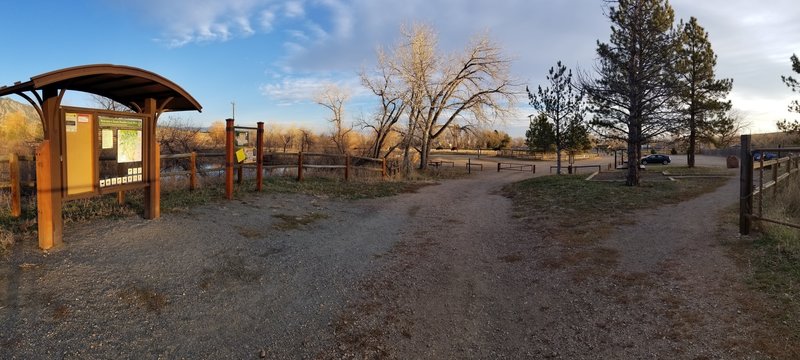Looking east toward the parking lot and Rt 93, from the South Boulder Creek West trailhead.