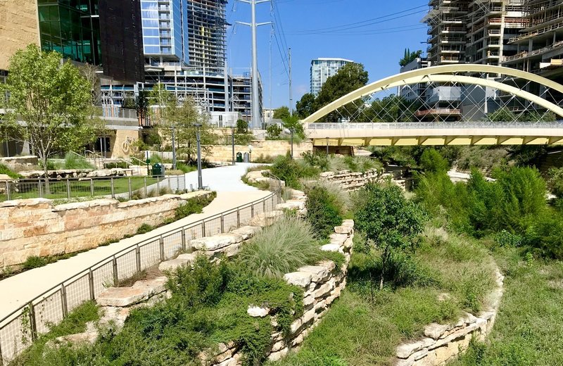 The newly remodeled section of Shoal Creek trail... south end