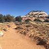 This is the junction of Aztec butte and the Granary. The butte ahead requires some rock scrambling to get up to the top.