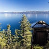 Rubicon Point Lighthouse in front of Lake Tahoe