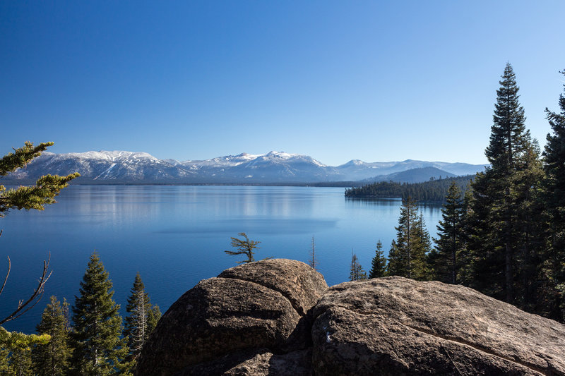 Snow covered mountains on the southeast side of Lake Tahoe